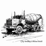 Complex Detailed Cement Truck Coloring Pages for Adults 4