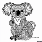 Complex Zentangle Koala Coloring Pages for Adults 3