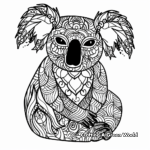 Complex Zentangle Koala Coloring Pages for Adults 4