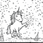 Confetti-Popping Unicorn Happy Birthday Coloring Pages 3