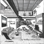 Contemporary Loft Design Coloring Pages 3