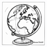 Continents and Oceans Globe Coloring Pages 2