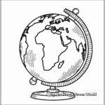 Continents and Oceans Globe Coloring Pages 3