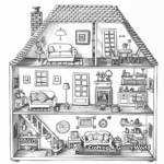 Cosy Living Room Doll House Coloring Sheets 2