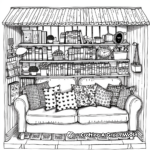 Cosy Living Room Doll House Coloring Sheets 3
