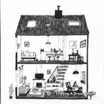 Cosy Living Room Doll House Coloring Sheets 4
