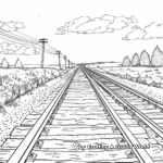 Country Landscape with Railroad Tracks Coloring Pages 1