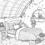 Cozy Bedroom Interior Coloring Pages 1