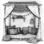 Cozy Bohemian Bedroom Coloring Pages 1