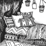 Cozy Bohemian Bedroom Coloring Pages 4