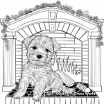 Cozy Yorkshire Terrier Puppy by the Fireplace on Christmas Eve Coloring Pages 4