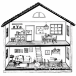 Craft & Art Room in a Doll House Coloring Sheets 3