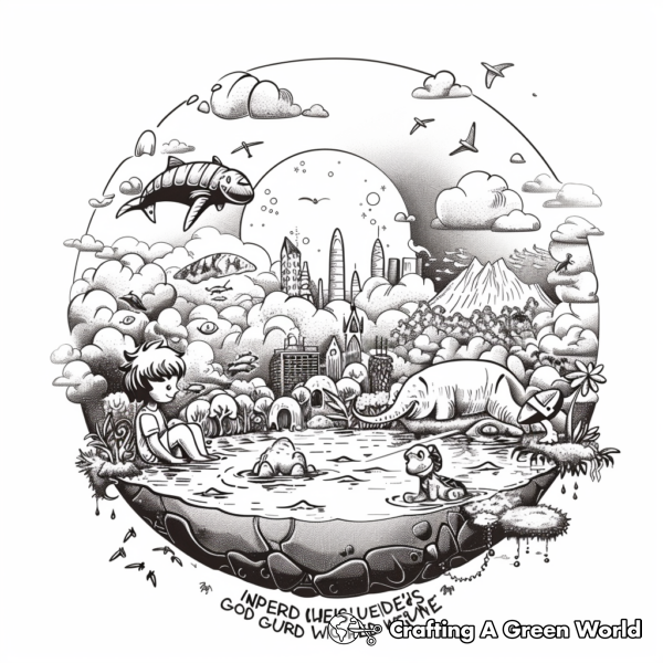 Creation of the World in Seven Days Coloring Pages 1