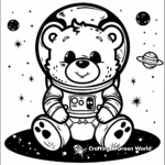 Creative Space-Themed Kawaii Bear Coloring Pages 1
