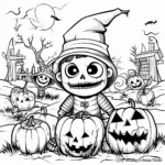 Creepy Graveyard Trick or Treat Coloring Pages 3