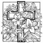 Cross with Lilies Easter Coloring Pages 1