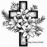 Cross with Lilies Easter Coloring Pages 3