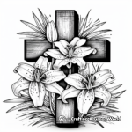 Cross with Lilies Easter Coloring Pages 4