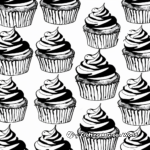 Cupcake Delight: Rows of Cupcake Coloring Pages 3