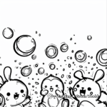 Cute Animals Playing with Bubbles Coloring Pages 1
