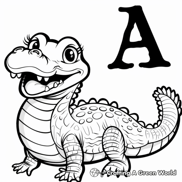 Cute Baby Alligator Coloring Pages 1
