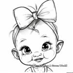 Cute Baby Girl Bow Coloring Pages 2
