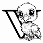 Cute Baby Vulture Carrying Letter V Coloring Page 3