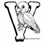 Cute Baby Vulture Carrying Letter V Coloring Page 4