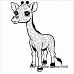 Cute Cartoon Giraffe Coloring Pages 4