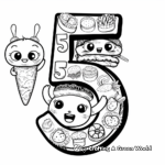 Cute Food Themed Number 5 Coloring Pages 4