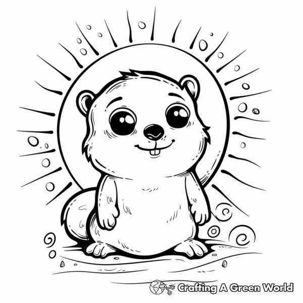 Cute Groundhog in the Sun Coloring Pages 1