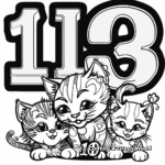 Cute Kittens: 1-10 Number Coloring Pages 4