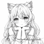Cute Long-haired Anime Cat Girl Coloring Pages 4