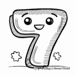 Cute Number 7 with Smiley Faces Coloring Pages 2