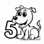 Cute Pets and Number 5 Coloring Pages 2