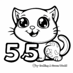 Cute Pets and Number 5 Coloring Pages 3
