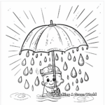 Cute Raindrop and Umbrella Coloring Pages 3