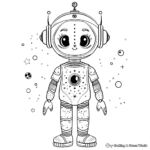 Cute Robot in Space Coloring Pages 1