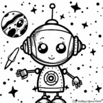 Cute Robot in Space Coloring Pages 2