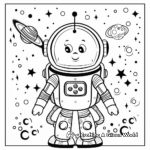 Cute Robot in Space Coloring Pages 3