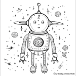 Cute Robot in Space Coloring Pages 4