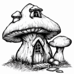 Cute Toadstool Cottage Coloring Pages for Children 4