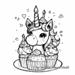 Cute Unicorn and Cupcake Birthday Party Coloring Pages 2
