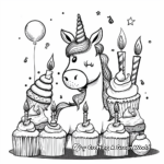Cute Unicorn and Cupcake Birthday Party Coloring Pages 3