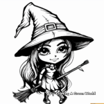 Cute Witch Hat and Broom Coloring Pages 2