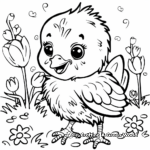 Cute Yellow Chick in Spring Coloring Pages 1