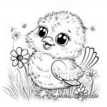 Cute Yellow Chick in Spring Coloring Pages 2
