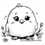 Cute Yellow Chick in Spring Coloring Pages 3
