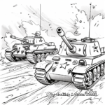 D-Day Scene with Tanks Coloring Pages 1
