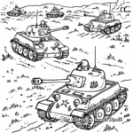 D-Day Scene with Tanks Coloring Pages 2